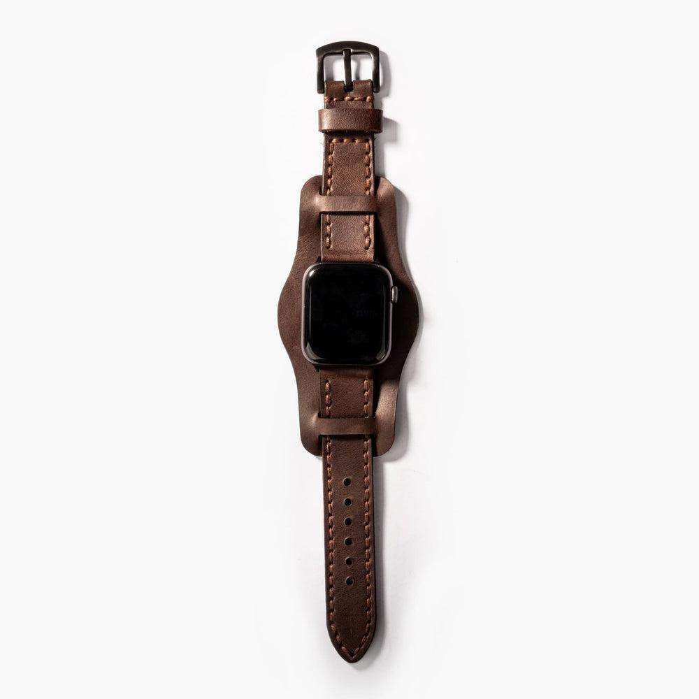 Bund Çift Katlı Deri Apple Watch Kayışı – Acı Kahve Arka Yüz — El Yapımı Hakiki Deri | Deri Kordon