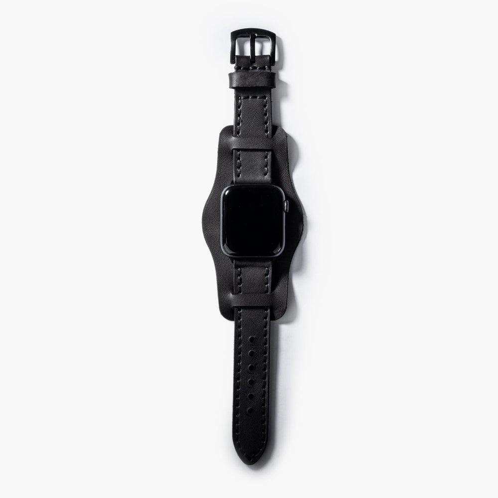 Bund Çift Katlı Deri Apple Watch Kayışı – Antrasit Arka Yüz — El Yapımı Hakiki Deri | Deri Kordon