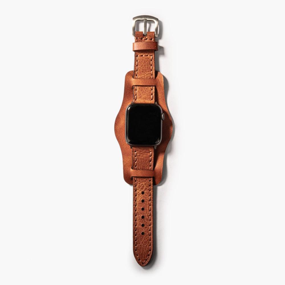 Bund Çift Katlı Deri Apple Watch Kayışı – Camel Arka Yüz — El Yapımı Hakiki Deri | Deri Kordon