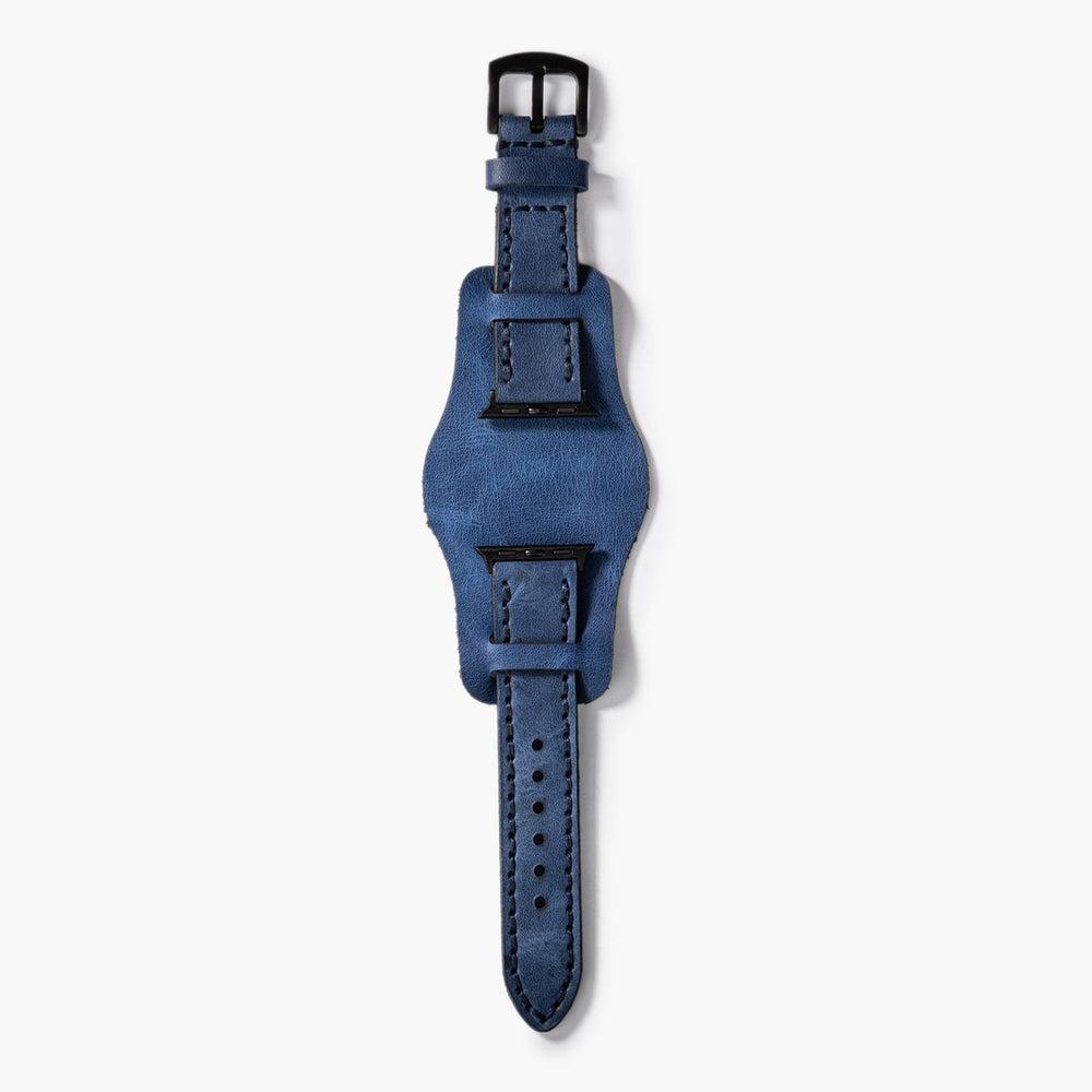 Bund Çift Katlı Deri Apple Watch Kayışı – Mavi Kullanım — El Yapımı Hakiki Deri | Deri Kordon