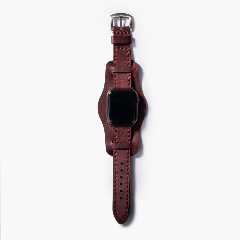Bund Çift Katlı Deri Apple Watch Kayışı – Mürdüm Arka Yüz — El Yapımı Hakiki Deri | Deri Kordon