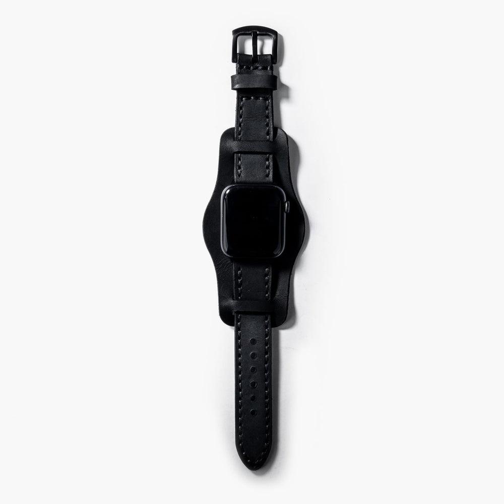 Bund Çift Katlı Deri Apple Watch Kayışı – Siyah Arka Yüz — El Yapımı Hakiki Deri | Deri Kordon