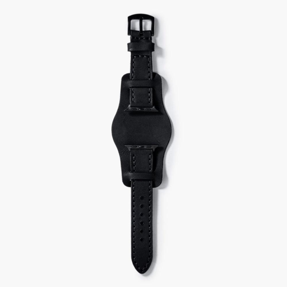 Bund Çift Katlı Deri Apple Watch Kayışı – Siyah Kullanım — El Yapımı Hakiki Deri | Deri Kordon