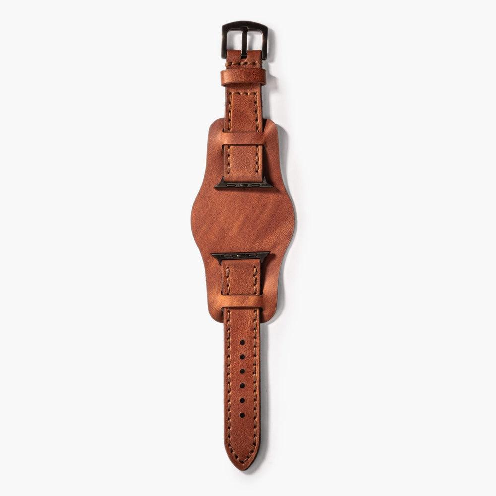 Bund Çift Katlı Deri Apple Watch Kayışı – Taba Arka Yüz — El Yapımı Hakiki Deri | Deri Kordon