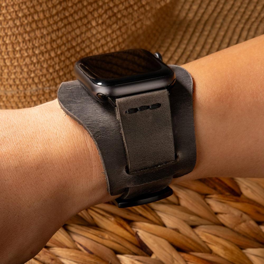 Bund Tek Katlı Deri Apple Watch Kayışı deri saat kordonu