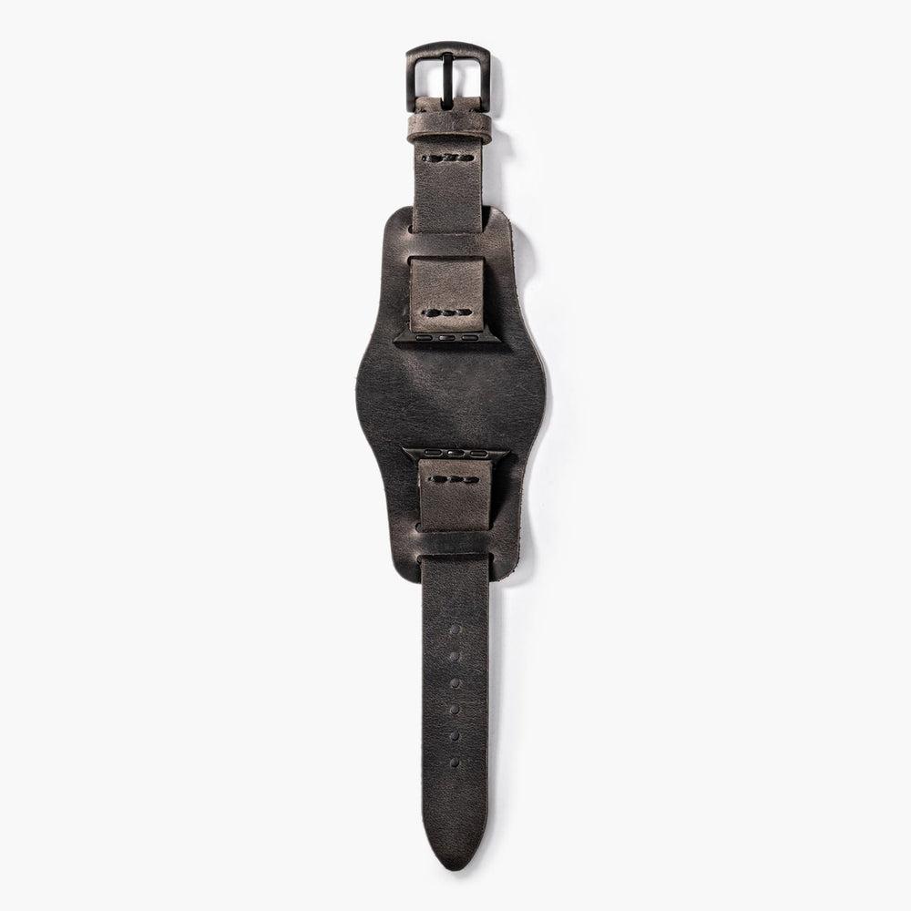 Bund Tek Katlı Deri Apple Watch Kayışı – Antrasit Arka Yüz — El Yapımı Hakiki Deri | Deri Kordon