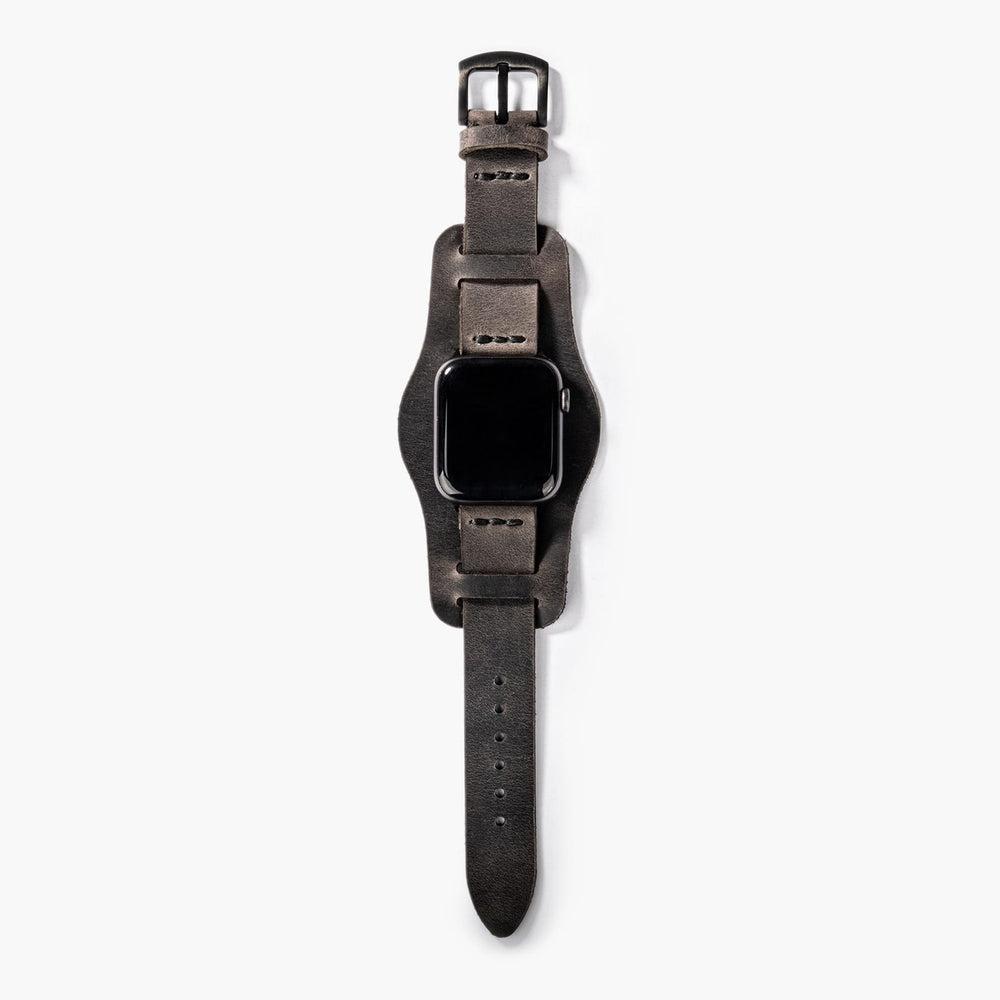 Bund Tek Katlı Deri Apple Watch Kayışı – Antrasit Kullanım — El Yapımı Hakiki Deri | Deri Kordon