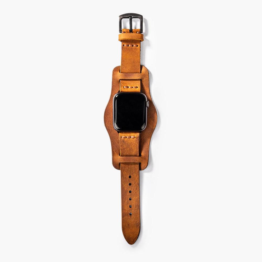 Bund Tek Katlı Deri Apple Watch Kayışı – Cat Kullanım — El Yapımı Hakiki Deri | Deri Kordon