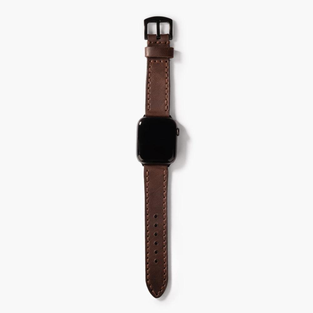 Çift Kat Deri Apple Watch Kayışı – Acı Kahve Arka Yüz — El Yapımı Hakiki Deri | Deri Kordon