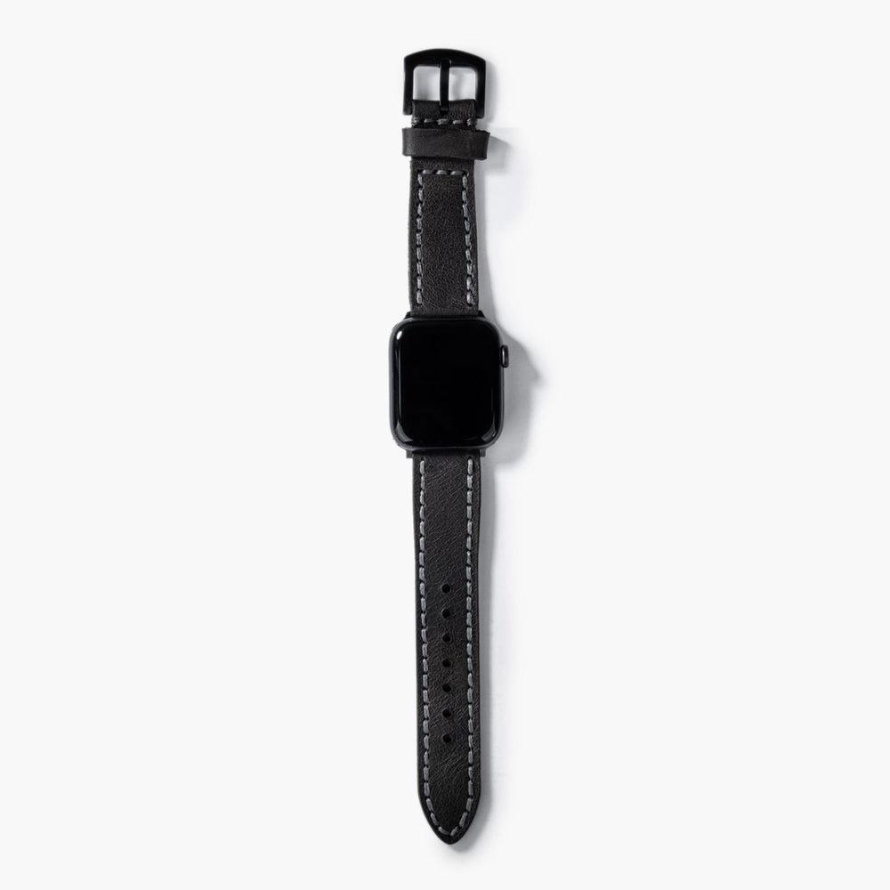 Çift Kat Deri Apple Watch Kayışı – Asfalt Yakın Çekim — El Yapımı Hakiki Deri | Deri Kordon