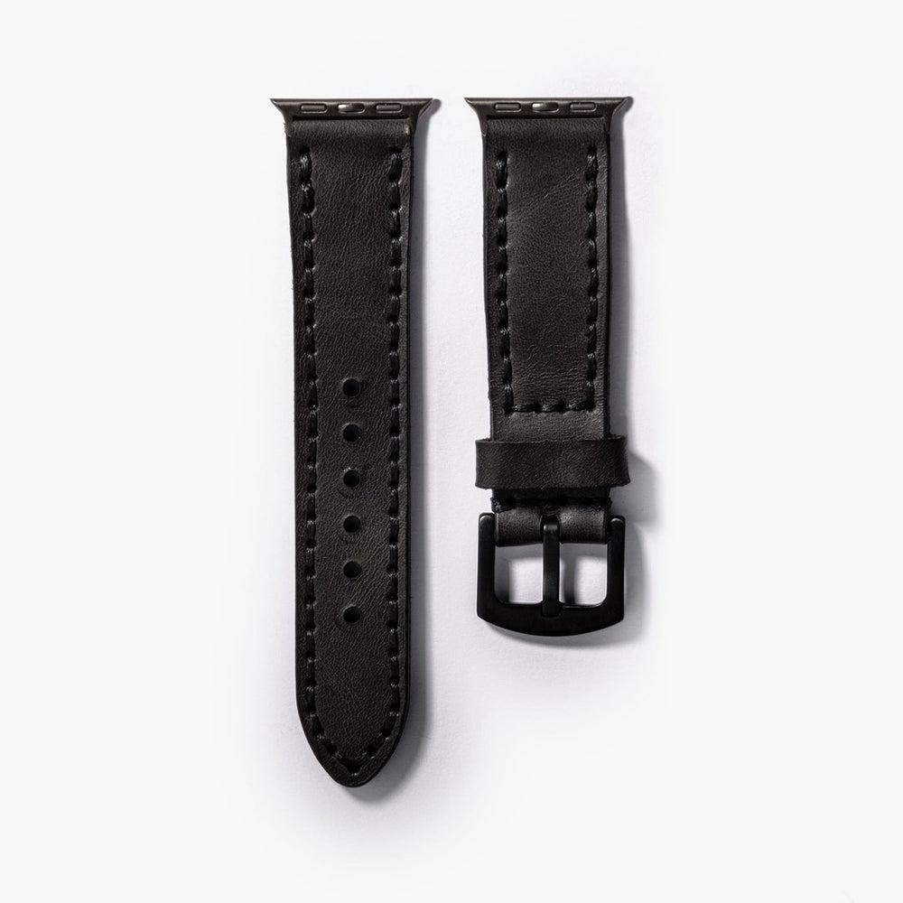 Çift Kat Deri Apple Watch Kayışı – Siyah Arka Yüz — El Yapımı Hakiki Deri | Deri Kordon