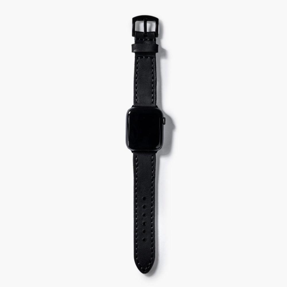 Çift Kat Deri Apple Watch Kayışı – Siyah Kullanım — El Yapımı Hakiki Deri | Deri Kordon