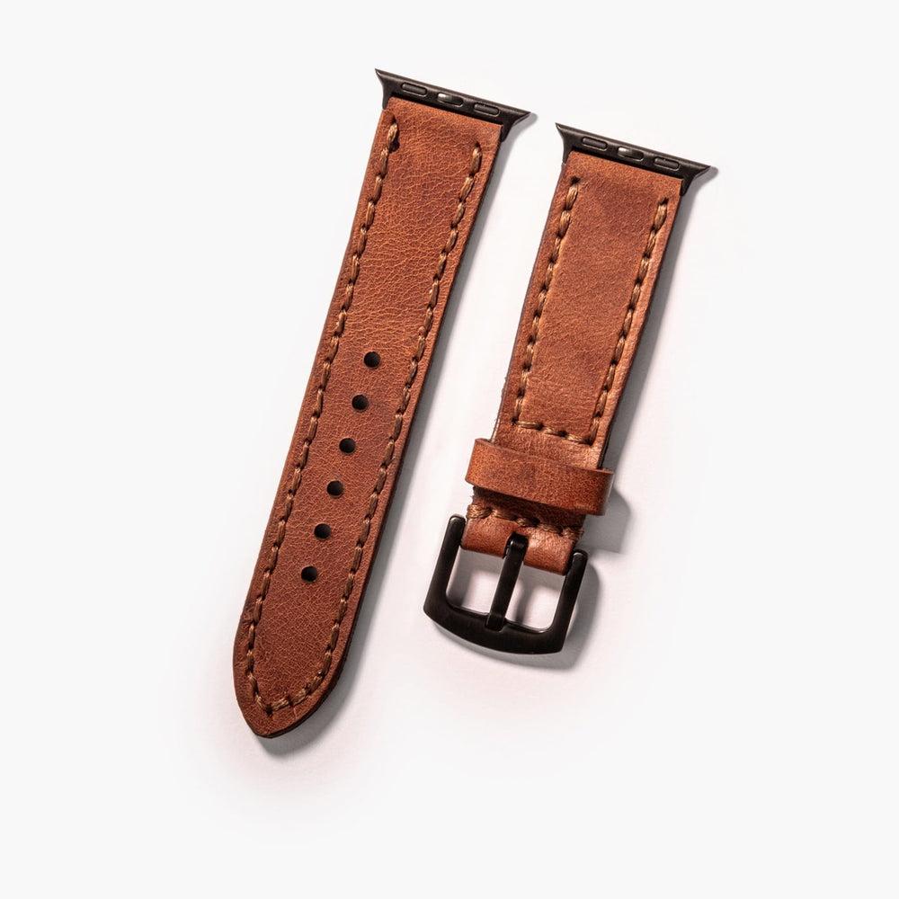 Çift Kat Deri Apple Watch Kayışı – Taba Arka Yüz — El Yapımı Hakiki Deri | Deri Kordon