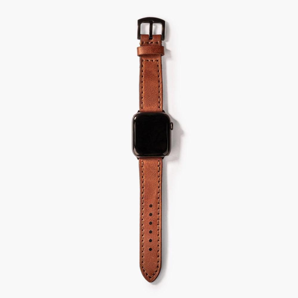 Çift Kat Deri Apple Watch Kayışı – Taba Kullanım — El Yapımı Hakiki Deri | Deri Kordon