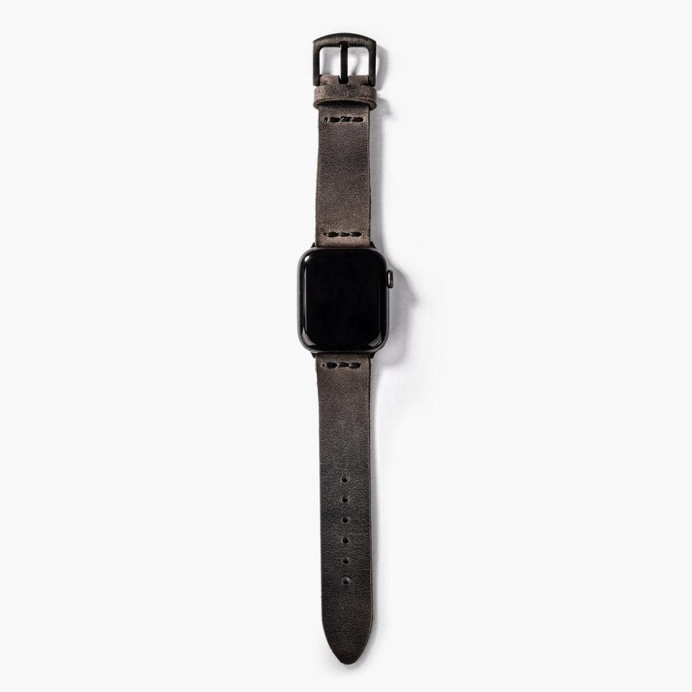 Tek Kat Deri Apple Watch Kayışı – Antrasit Arka Yüz — El Yapımı Hakiki Deri | Deri Kordon