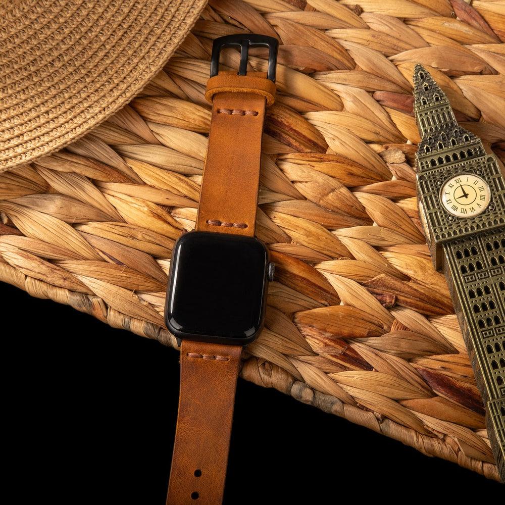 Tek Kat Deri Apple Watch Kayışı – Cat Yakın Çekim — El Yapımı Hakiki Deri | Deri Kordon