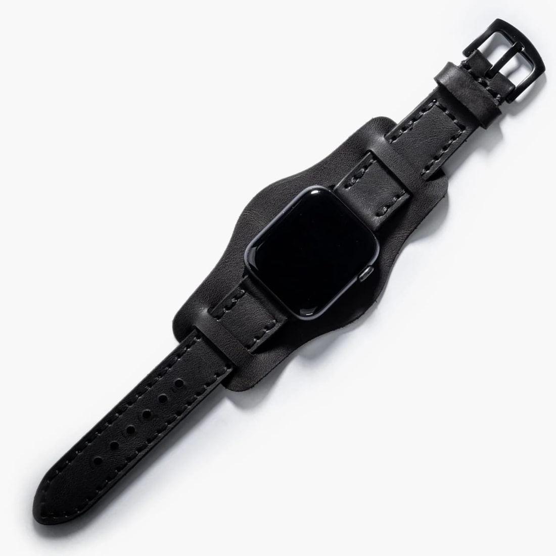 Bund Çift Katlı Deri Apple Watch Kayışı – Antrasit — El Yapımı Hakiki Deri | Deri Kordon