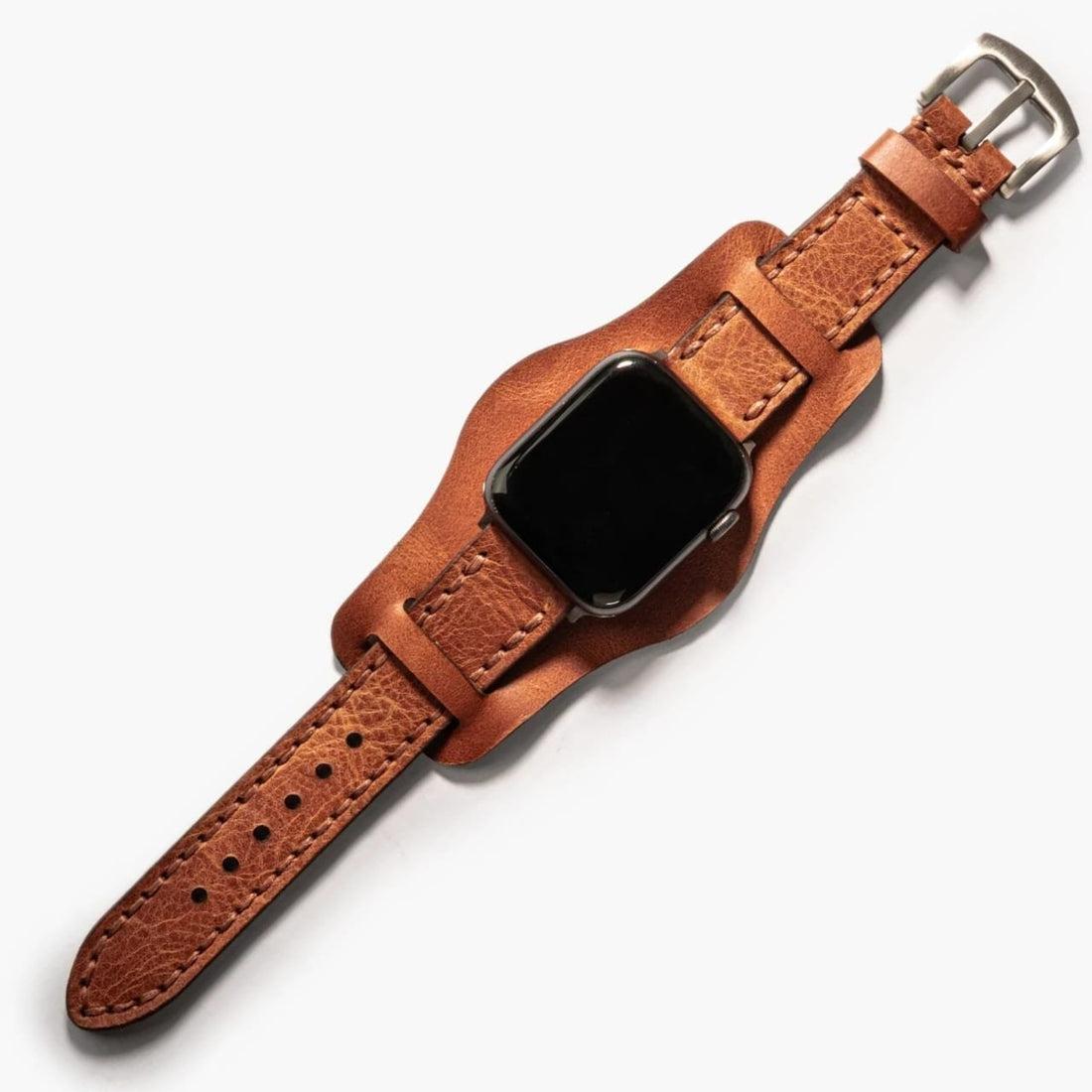 Bund Çift Katlı Deri Apple Watch Kayışı – Camel — El Yapımı Hakiki Deri | Deri Kordon