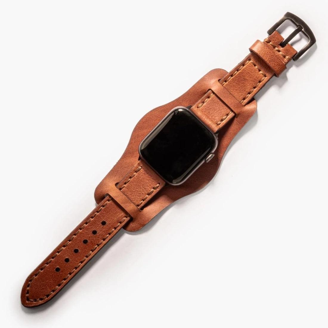 Bund Çift Katlı Deri Apple Watch Kayışı – Taba — El Yapımı Hakiki Deri | Deri Kordon