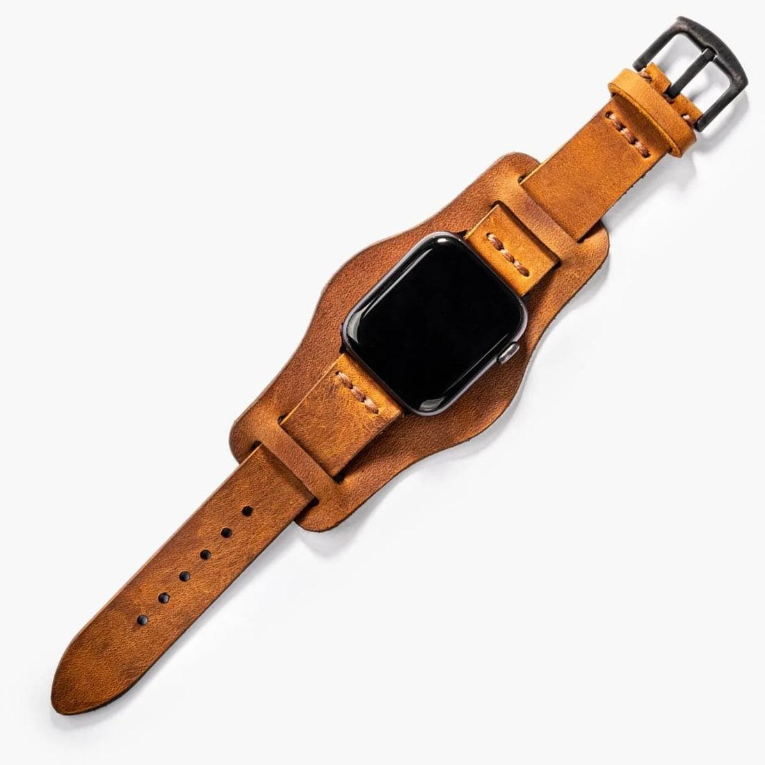 Bund Tek Katlı Deri Apple Watch Kayışı – Cat — El Yapımı Hakiki Deri | Deri Kordon