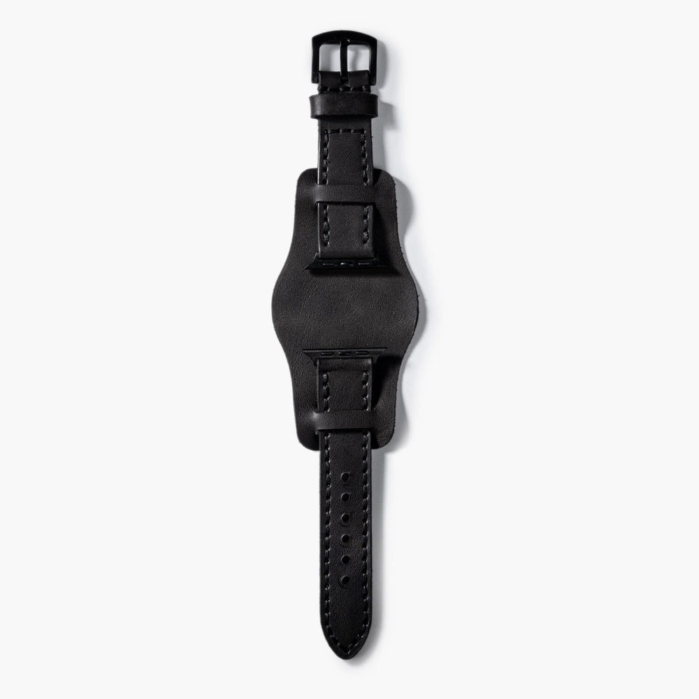 Antrasit Bund Çift Katlı Deri Apple Watch Kayışı — Bund çift kat deri kordonun dolgun yapısı