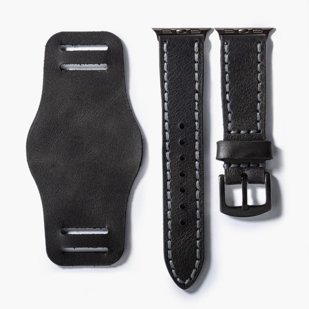 Asfalt Bund Çift Katlı Deri Apple Watch Kayışı — Bund Apple Watch kayışının çıkarılabilir alt parçası