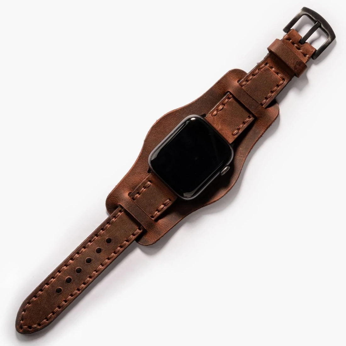 Bund Çift Katlı Deri Apple Watch Kayışı Kahve deri saat kordonu