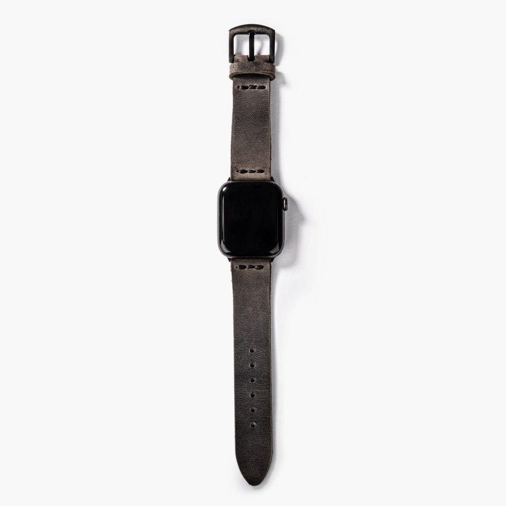 Antrasit Tek Kat Deri Apple Watch Kayışı — Tek kat deri Apple Watch kordonunun ince yapısı